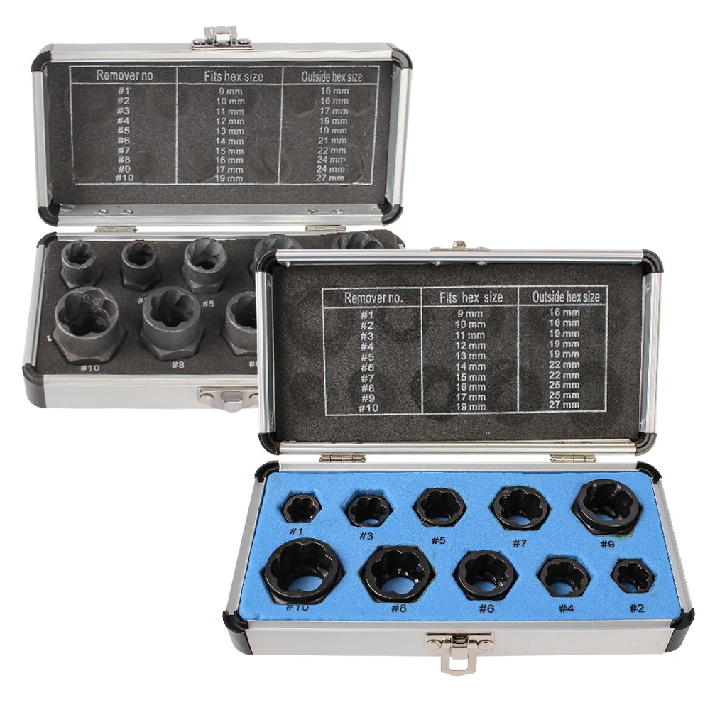 Hand Tools Kit Bolt Nut Removal Socket Tool 10pcs/Set Car Tool Kit Bolt Nut Remover Damaged Screw Extractor