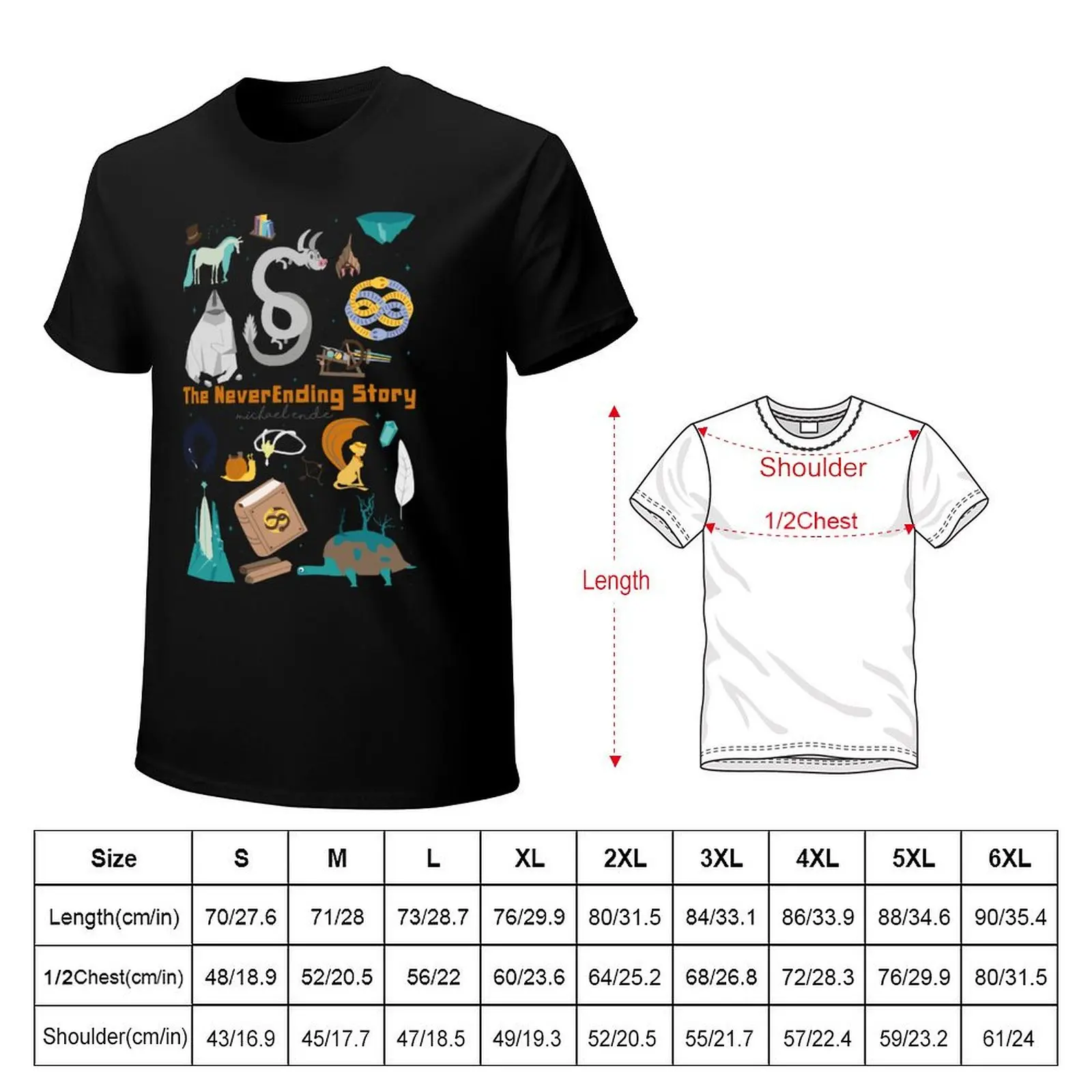 Neverending Story Illustration T-Shirt Large Size Basic Casual T-Shirt