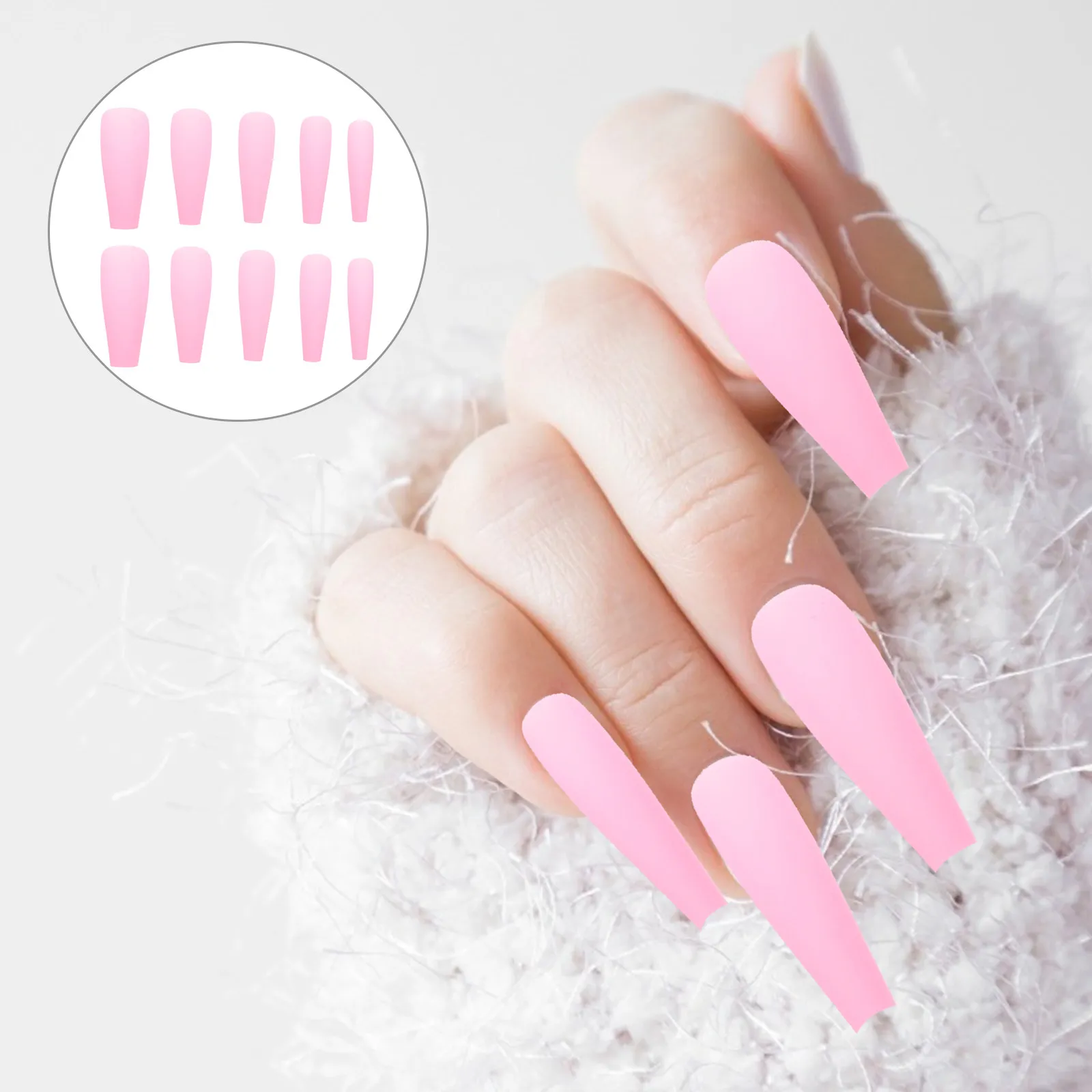 100 Uñas Postizas Mate Tipo Bailarina Extra Largas, Uñas Falsas en Forma de Ataúd, Puntas de Uñas a Presión de Cobertura Completa, Puntas de Uñas Largas para un Look Elegante