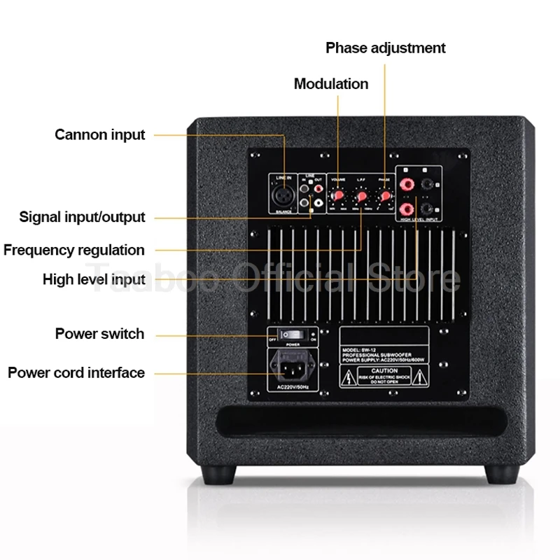 10/12 Inch Super Subwoofer High Power Speaker Active HiFi Wooden Subwoofer High Fidelity Home Theater Audio Amplifier Speaker