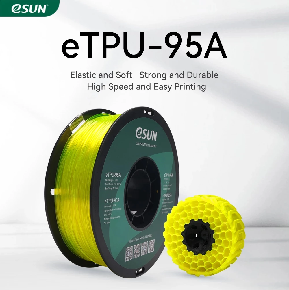 Filamento TPU flessibile eSUN 1.75mm, filamento stampante 3D TPU 95A 1KG bobina da 2.2 libbre materiale di stampa 3D per stampanti 3D TPU 95A