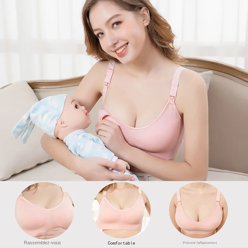 Soutien-gorge de maternité sans fil pour femmes enceintes, sans couture, anti-affaissement, soutien-gorge d'allaitement, Push Up, respirant, ouverture frontale, tendance