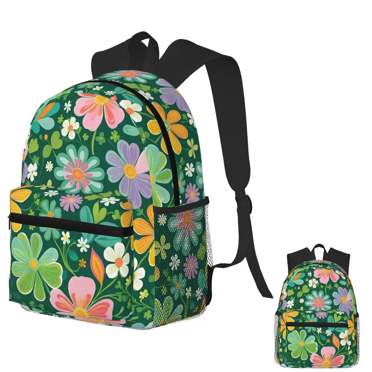

Pastel Wildflowers In Pink Purple Orange And Gree Backpack School Bag Hiking Travel Daypack for Men Women Bookbag Shoulder Bags