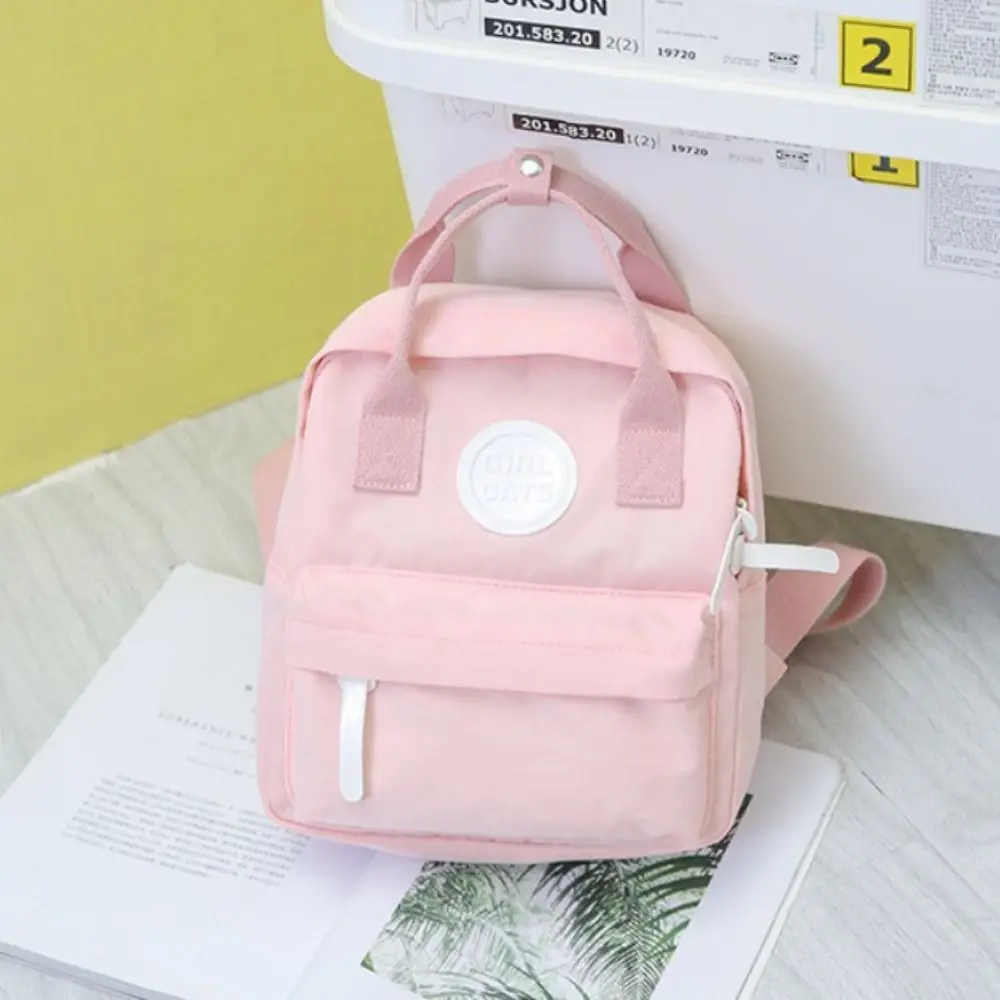 Mochila portátil de lona pai-filho, monocromática ajustável Mommy Bag, pequeno saco com zíper para crianças