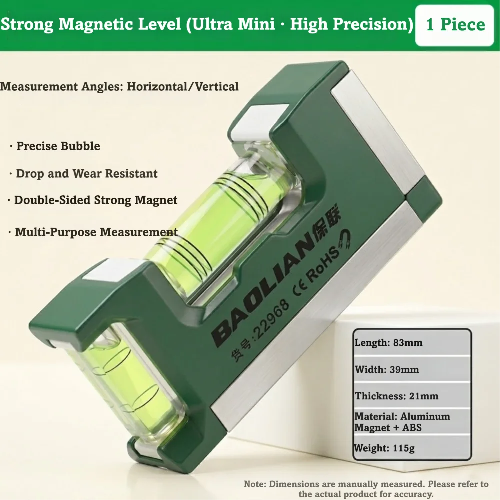Multi-Function Mini Level Tool Aluminum Construction Magnetic Bubble Spirit Level Lightweight Bubble Level Gauge