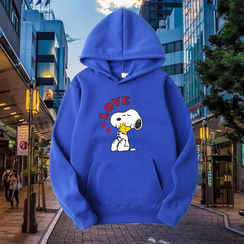 Printed Graphics Men Hoodies Cute Disney Snoopy Charlie Brown Loose Tops Sweatshirts Male Hip Hop Streetwear Autumn Winter