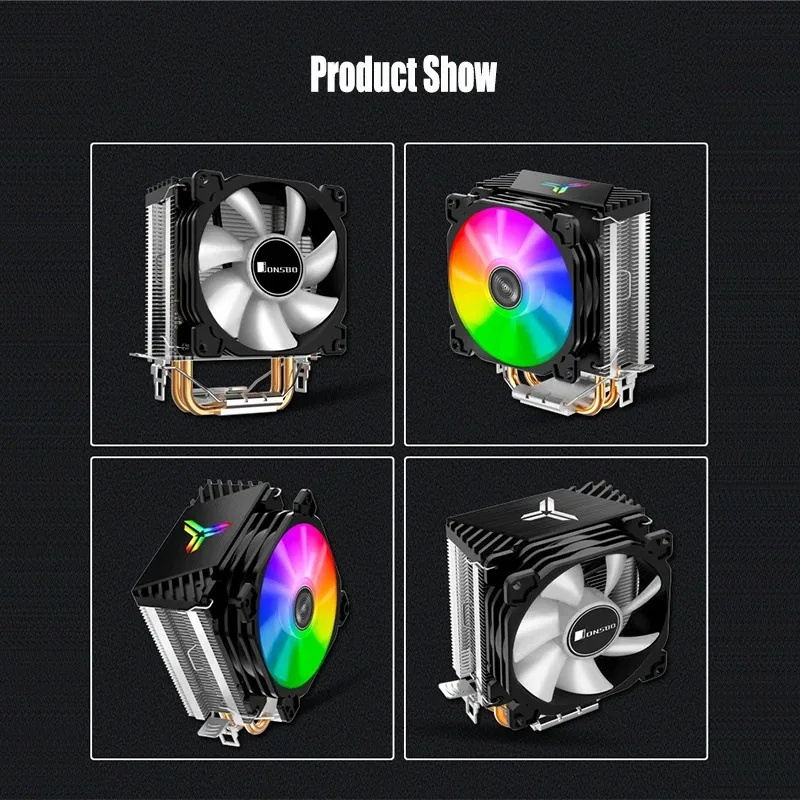 JONSBO CR1200 CPU Cooler 2 Heatpipe Tower Processor Cooler 9cm RGB Colorful Light Effect CPU Cooling Fan for LGA775/115X/AM4/AM3