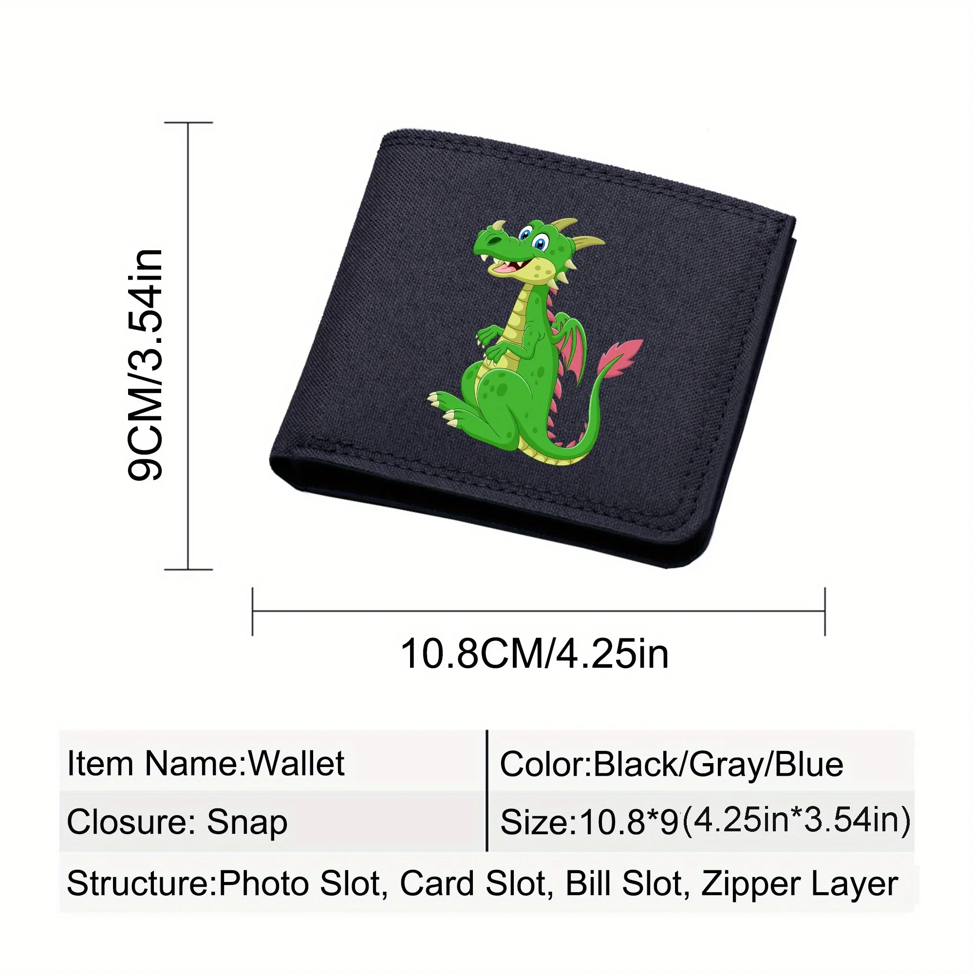 Симпатичный кошелек двойного сложения с принтом дракона держатель для нескольких карт короткий кошелек Портативный зажим для денег модный холщовый кошелек рождественские подарки