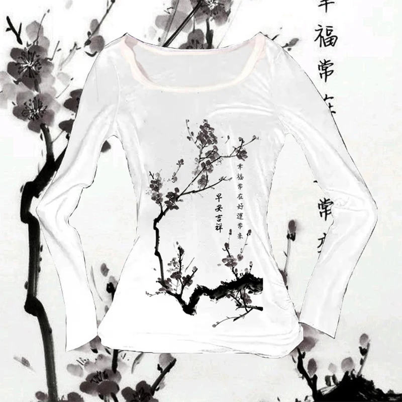 

Autumn and winter new women's base shirt simple daily versatile Chinese style elements simple base shirt