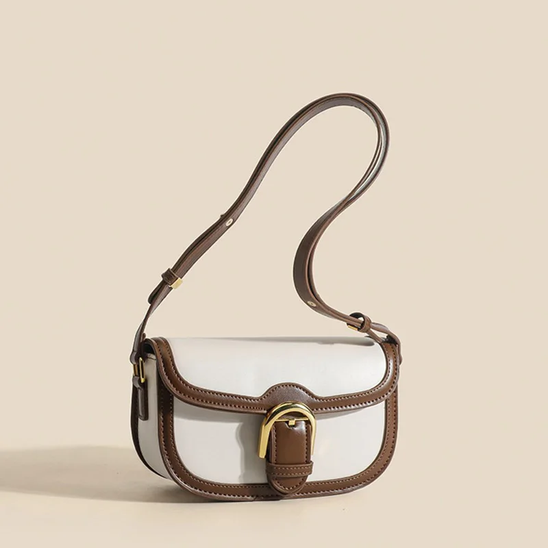 ZR DIARY Saddle Bag for Women Retro Semi Circular Bag Synthetic Leather Metal Buckle Single Shoulder Crossbody Bags 2051