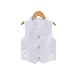 Children White Blazer Vest Kids Stage Costumes Size 100-160 Teens Formal Blazers Quality Vest Long Pants Wedding Stage Wears