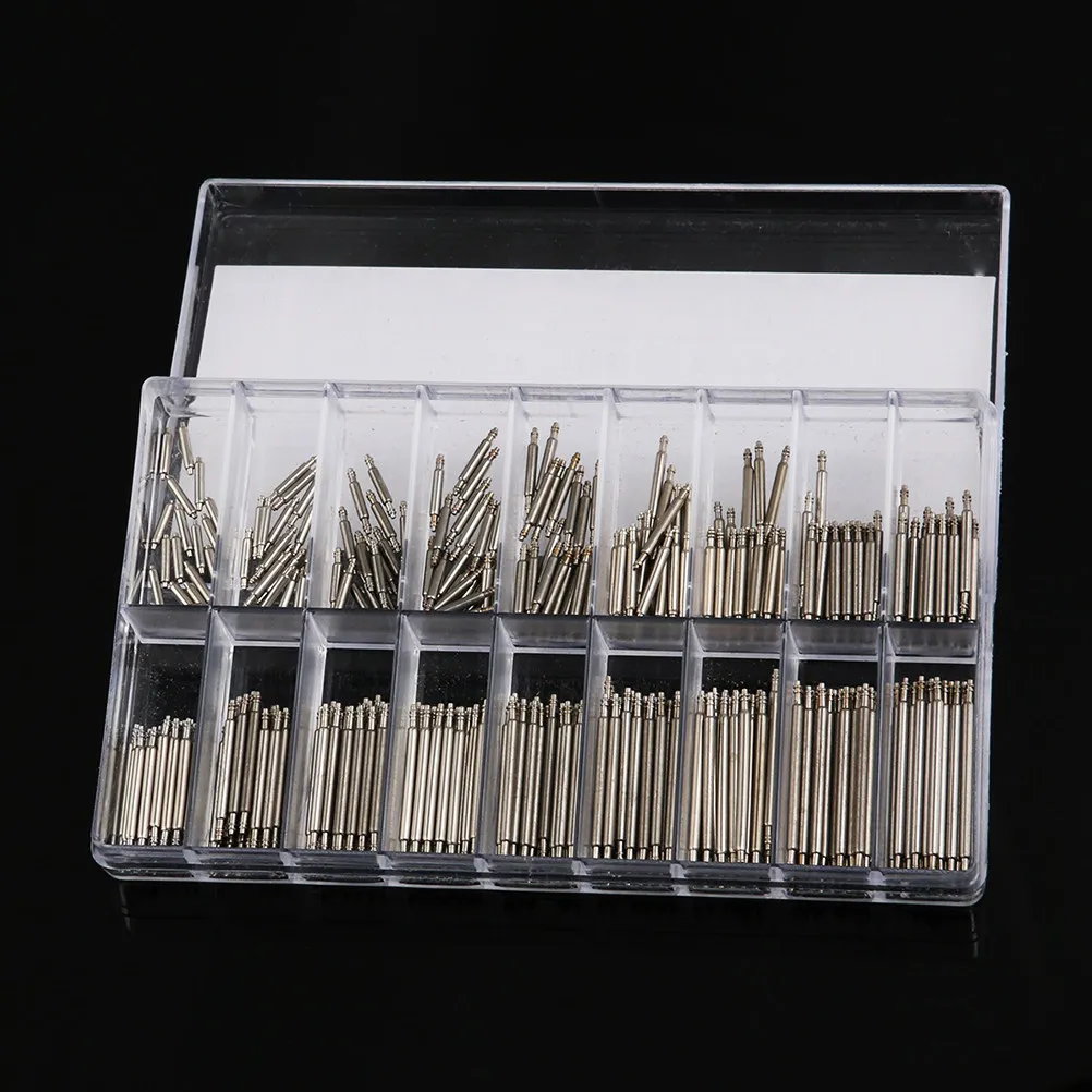 360Pcs Stainless Steel Watch Spring Bars Double Flange for Metal Band Strap Repair 18 Sizes 6-23Mm Silver Organizer Box