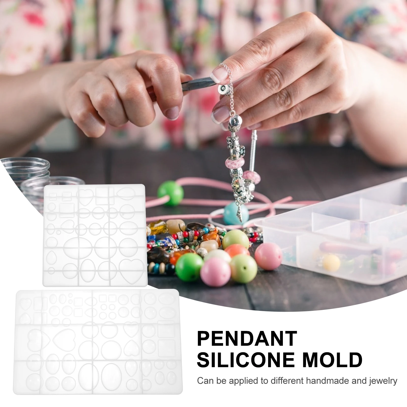 

2pcs Gem Silicone Diy Jewelry Pendant Resin Casting Flexible Durable Reusable Craft Charm Epoxy Clay Cabochons Diy Mold