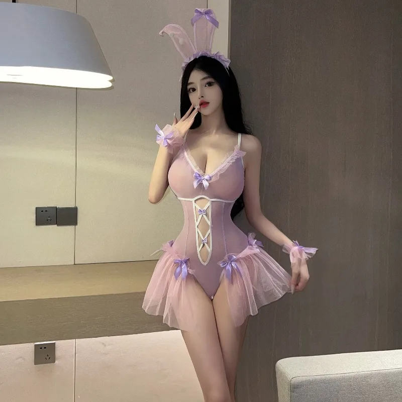 

Сексуальное женское белье кролик косплей костюм перспектива цельный аниме кролик униформа для девочек боди комплект комбинезон пара интимные игры наряды