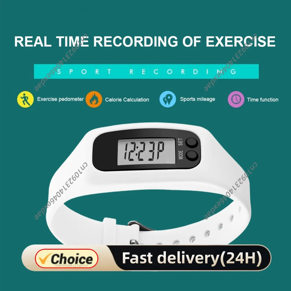 LED Pedometer Bracelet Wrist Calorie Counter 12/24H Time Display Walking Running Pedometer Silicone Step Tracker for Adults Kids