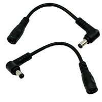 2pcs CCTV DC Power Plug 5.5mm x 2.5mm Male Right Angle To 5.5mm x 2.1mm Female Adapter Extension Adapter Cable Cord LED Strip