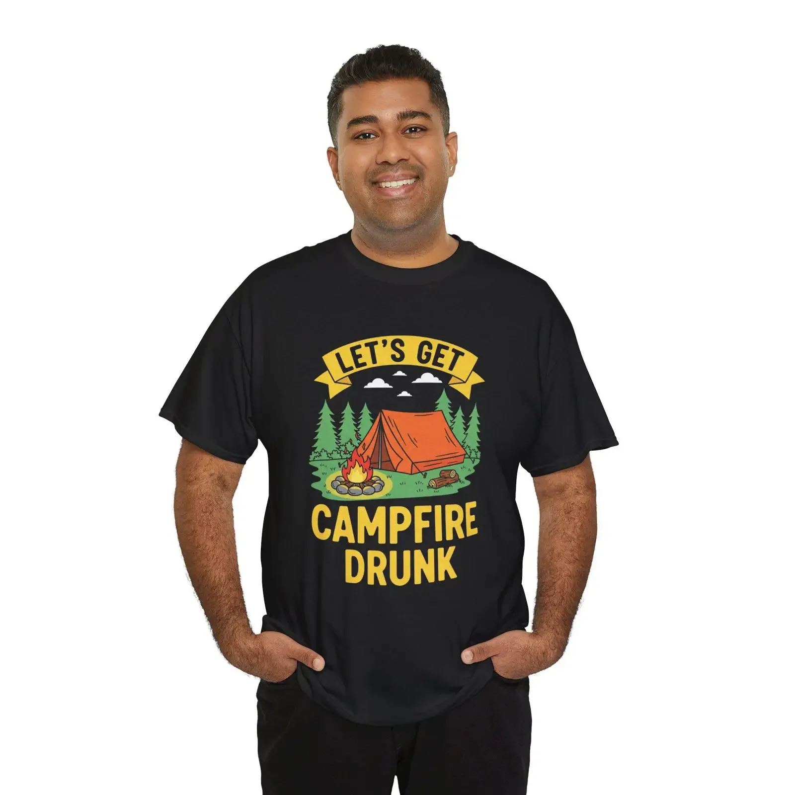 Funny Campfire Drinking T Shirt Bonfire Party Nature vintage Washed streetwear fashion homme Comfortable Top For Everyday Wear