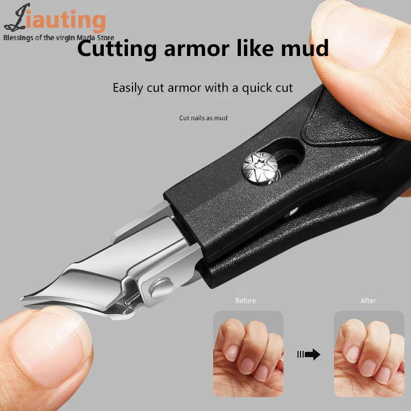 กรรไกรตัดเล็บเปิดขนาดใหญ่พร้อมปลายเอียง High-end Original Anti Splash เกราะเดี่ยว Groove กรรไกรตัดเล็บหนาคีมเล็บเท้า