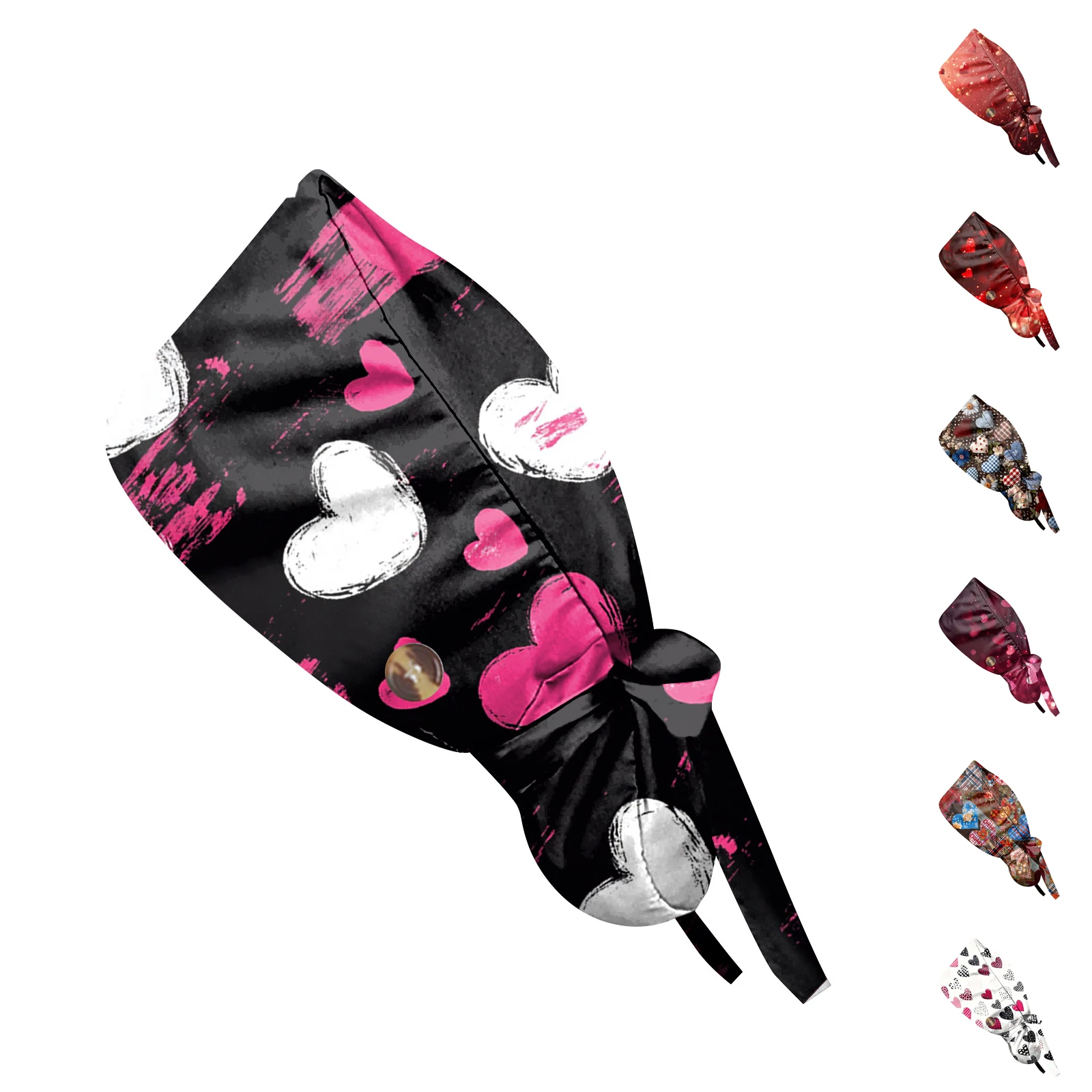 หมวกทำงานผมยาวลายการ์ตูนวันวาเลนไทน์ หมวกทำงานปรับได้ หมวกสำหรับร้านเสริมสวย หมวกพยาบาล หมวกผ่าตัดสำหรับผู้หญิง หมวกสครับ