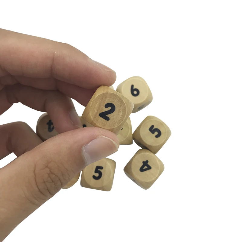 10 pcs pack games 2cm/0.79inch rounded board game D6 dice square number dice wooden six sided dice