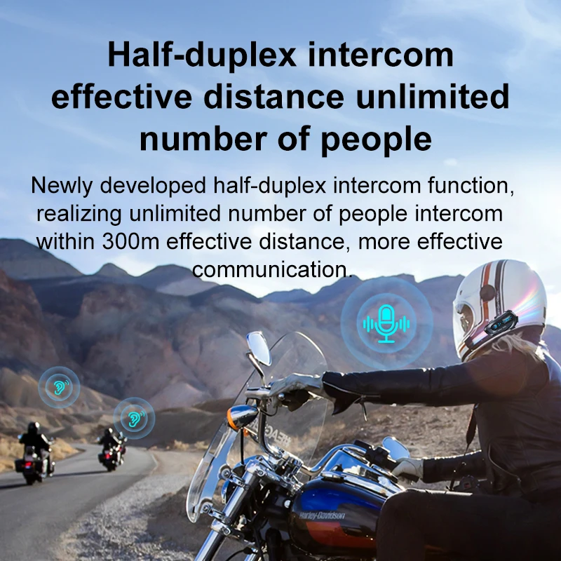 Helmet Bluetooth Headset Unlimited Number of People 600 Meters Intercom with Music Sharing Communication Motorcycle Headset