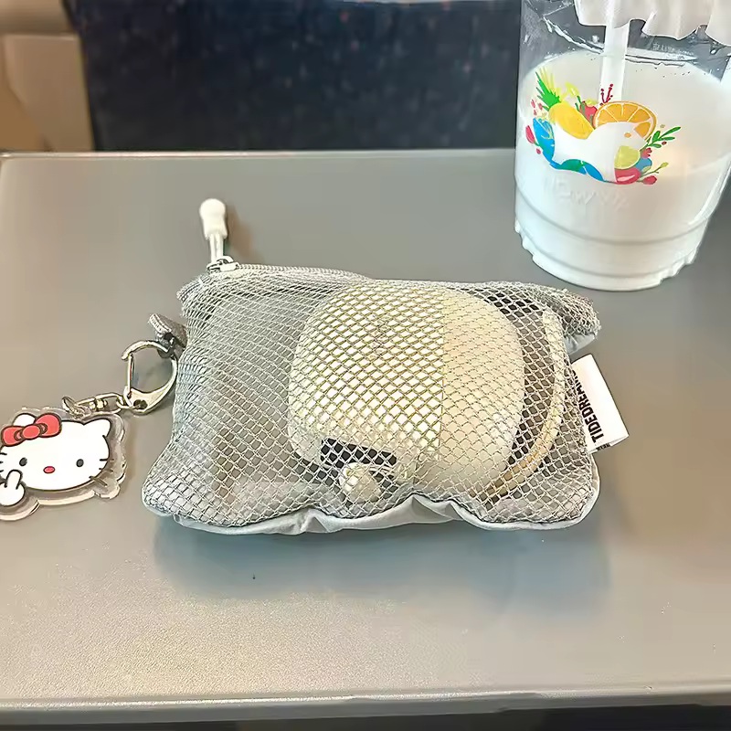 Travel Makeup Storage Bags New Mesh Coin Purse Simple Portable Mini Bag Multi-purpose Square Bag Double-layer Zipper Card Holder - Image 4