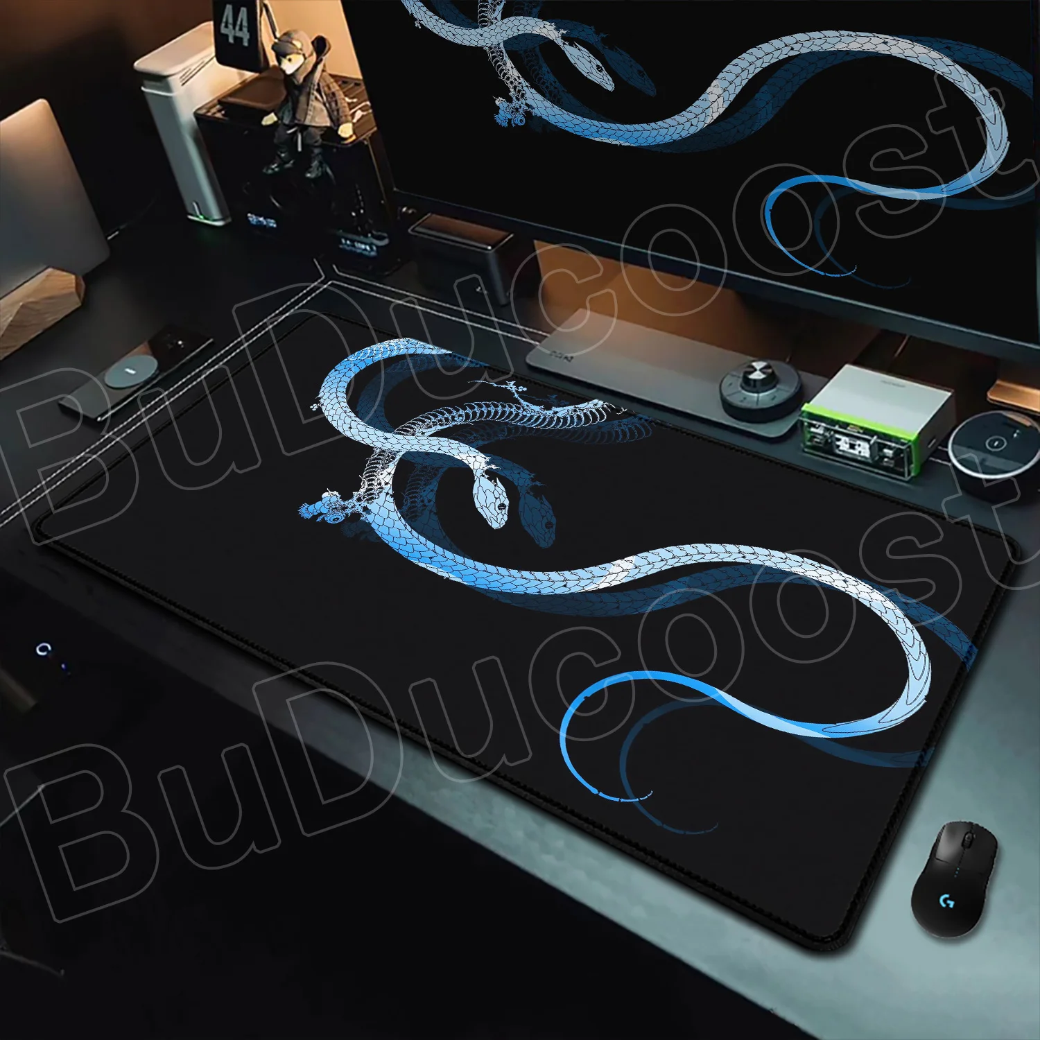 New Cool Snake Pattern Rubber Mousepad Black Office HD Print Desk Mat Gaming Lock Edge Computer XXL Large 900x400mm Keyboard Pad