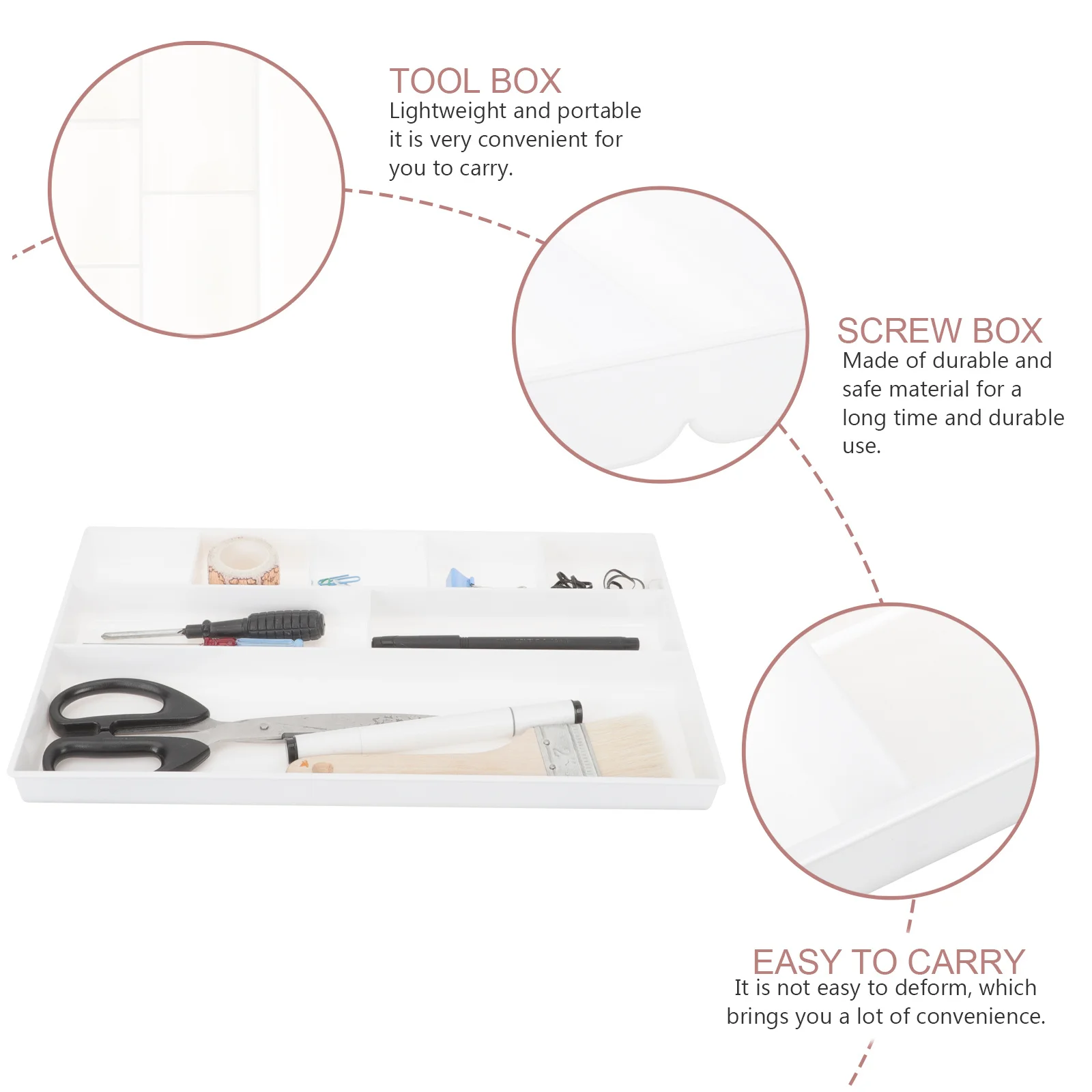 Office Drawer Organizer Rectangle Plastic Desktop Storage Box Multi Grids Pen Holder For Desk Vanity Kitchen Bedroom