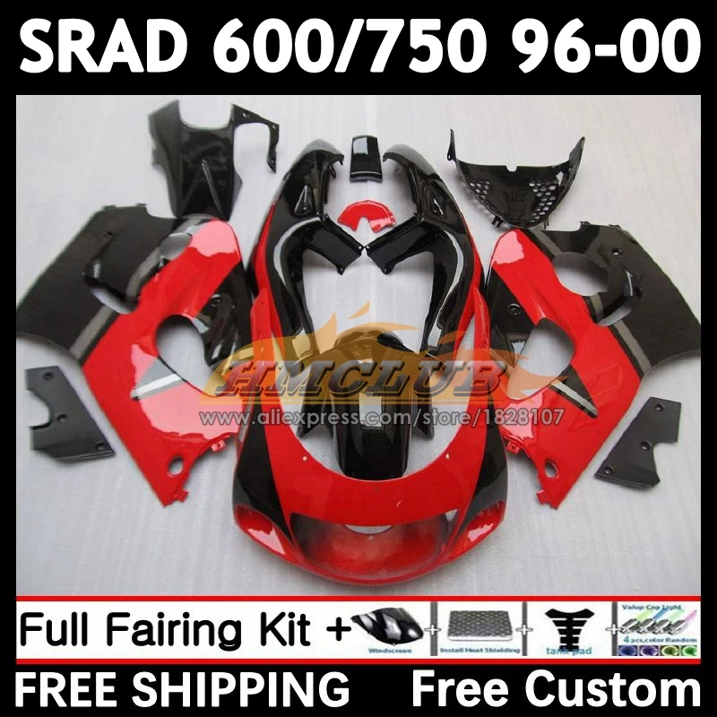 Body For SUZUKI SRAD GSXR 600 750 GSXR600 1996 1997 1998 1999 2000 11No.9 red glossy GSX-R600 GSXR750 96 97 98 99 00 Fairing