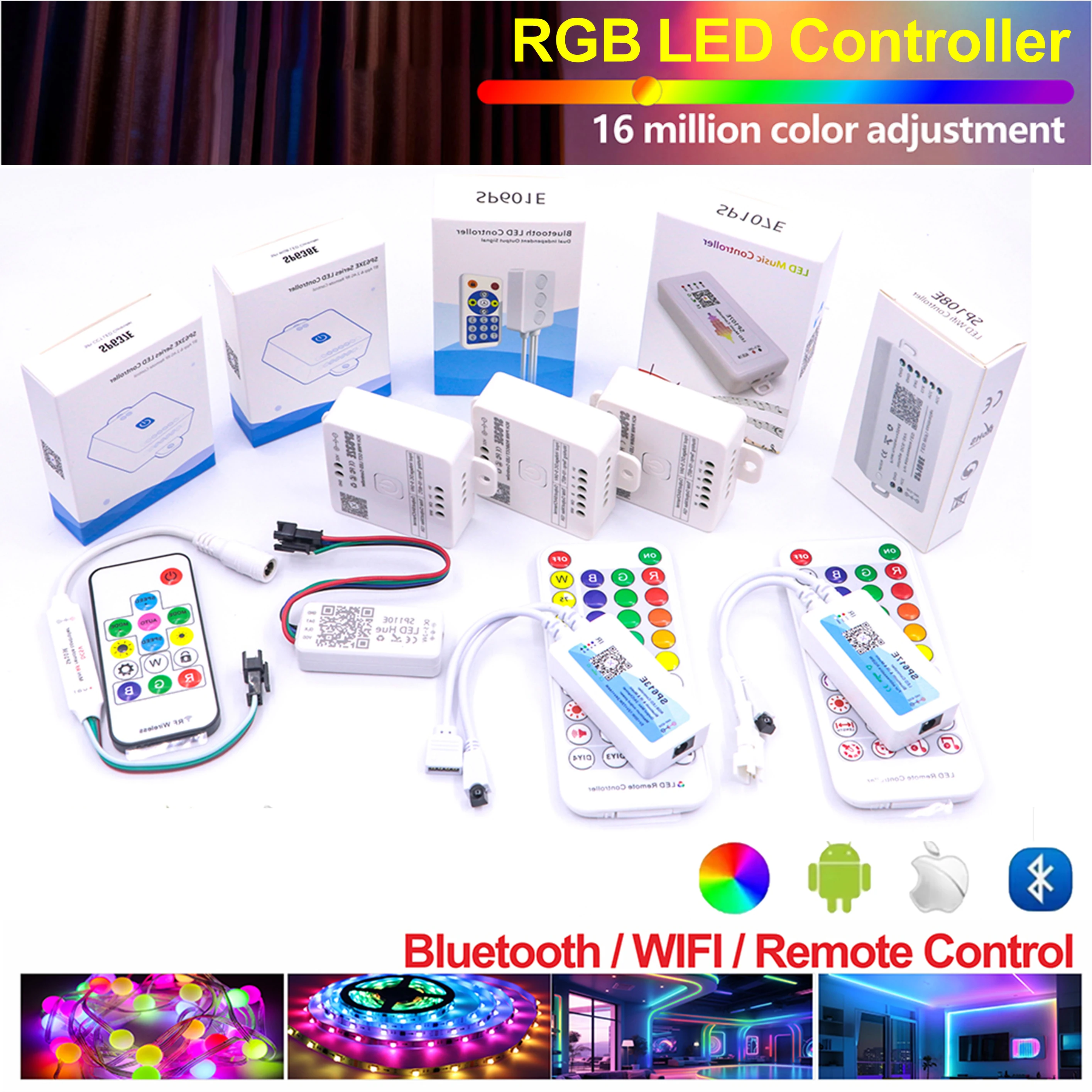 SP105E SP107E SP110E SPI Pixel LED Strip Controller DC5-24V APP Music Sync for WS2812 WS2811 SK6812 WS2813 WS2815 Magic Tape
