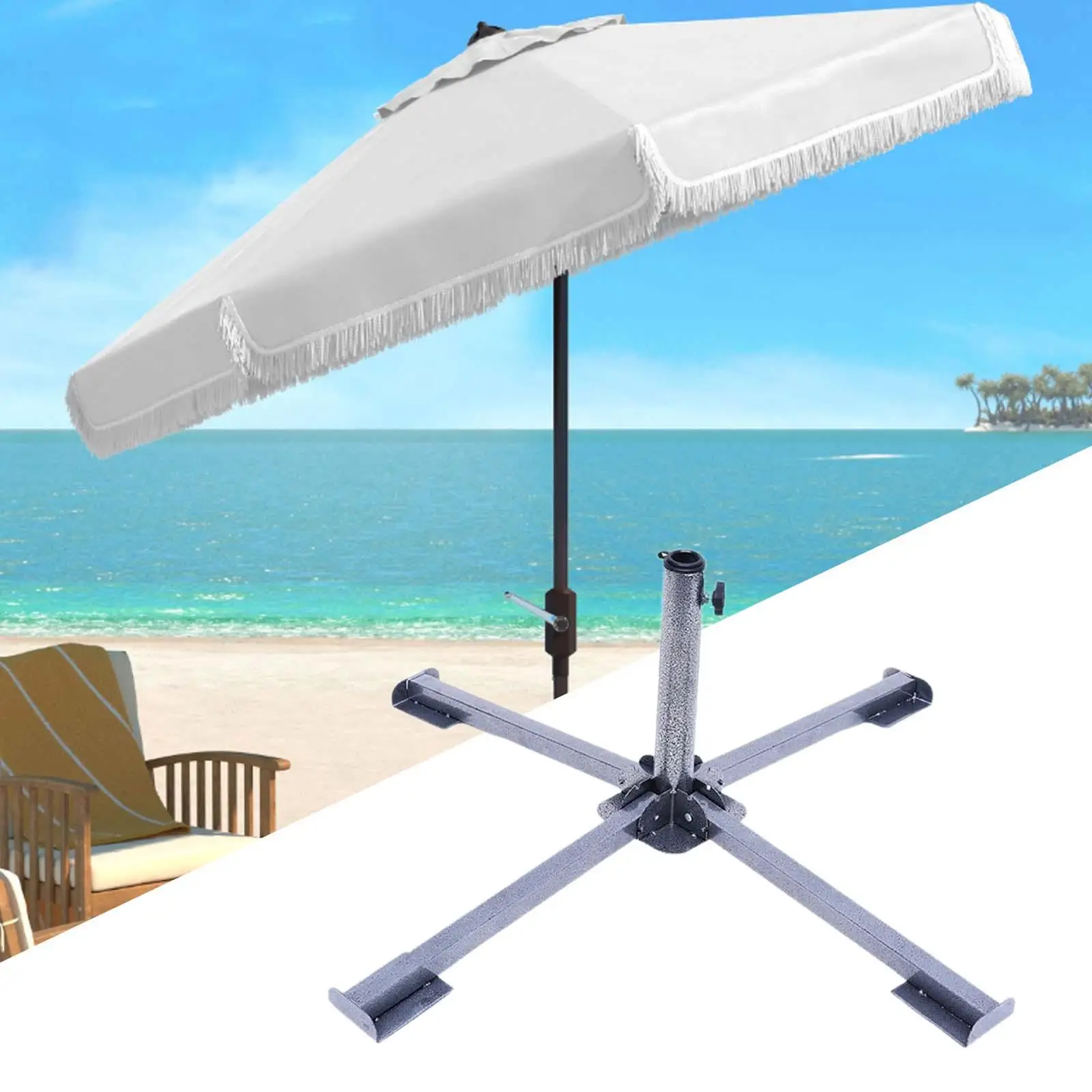 Parasol Stand Beach Umbrella Stand Adjustable Folding Parasol Base Sun Umbrella Stand for Lawn Outside Patio Outdoor Balcony