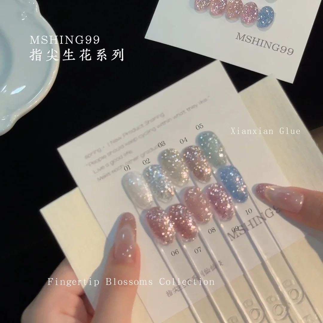 MSHING99 2026 New 10 Colors Broken Diamond Color Nail Gel Set Long-Lasting Fashion Non-toxic UV Gel for Salon ODM/OEM Wholesale