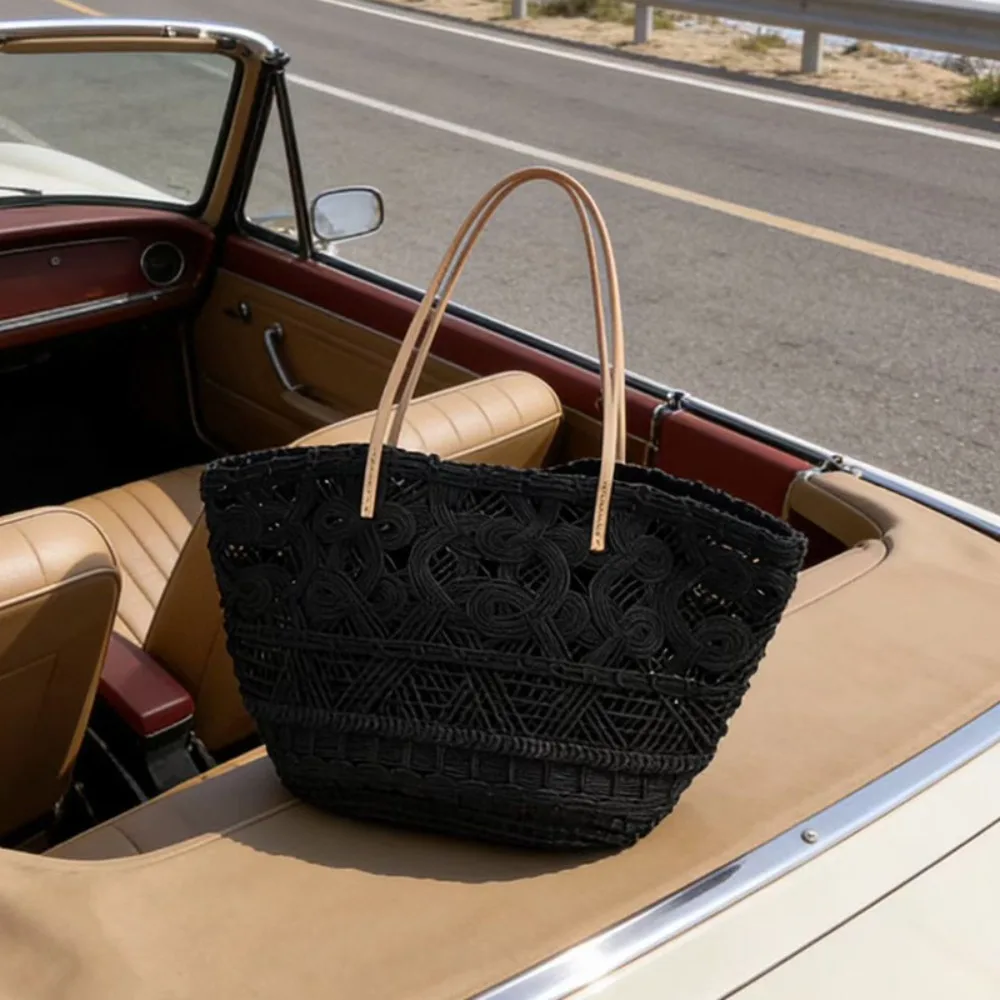 Hollow Woven Bag 2026 New Summer Large-capacity Vacation Tote Bag Niche Versatile Commuter Shoulder Texture Unique Fashion