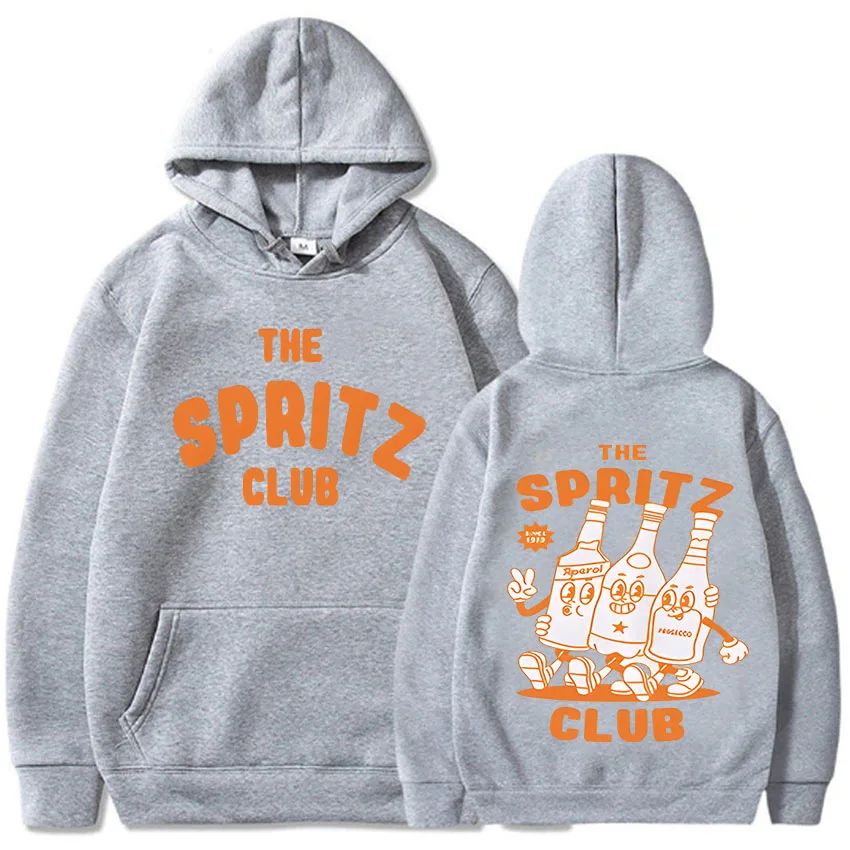 Aperol Spritz Club Hoodies Men\'s Harajuku Vintage Cocktail Sweatshirts Unisex Round Neck Long Sleeve Social Retro Pullovers Tops