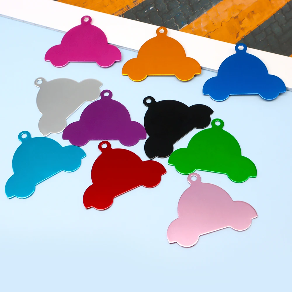 

100Pcs Personalized Tag Engraving Collar Dog Cat ID Telephone Car Shape Aluminium Pet Necklace Jewelry Accessory Dropshipping