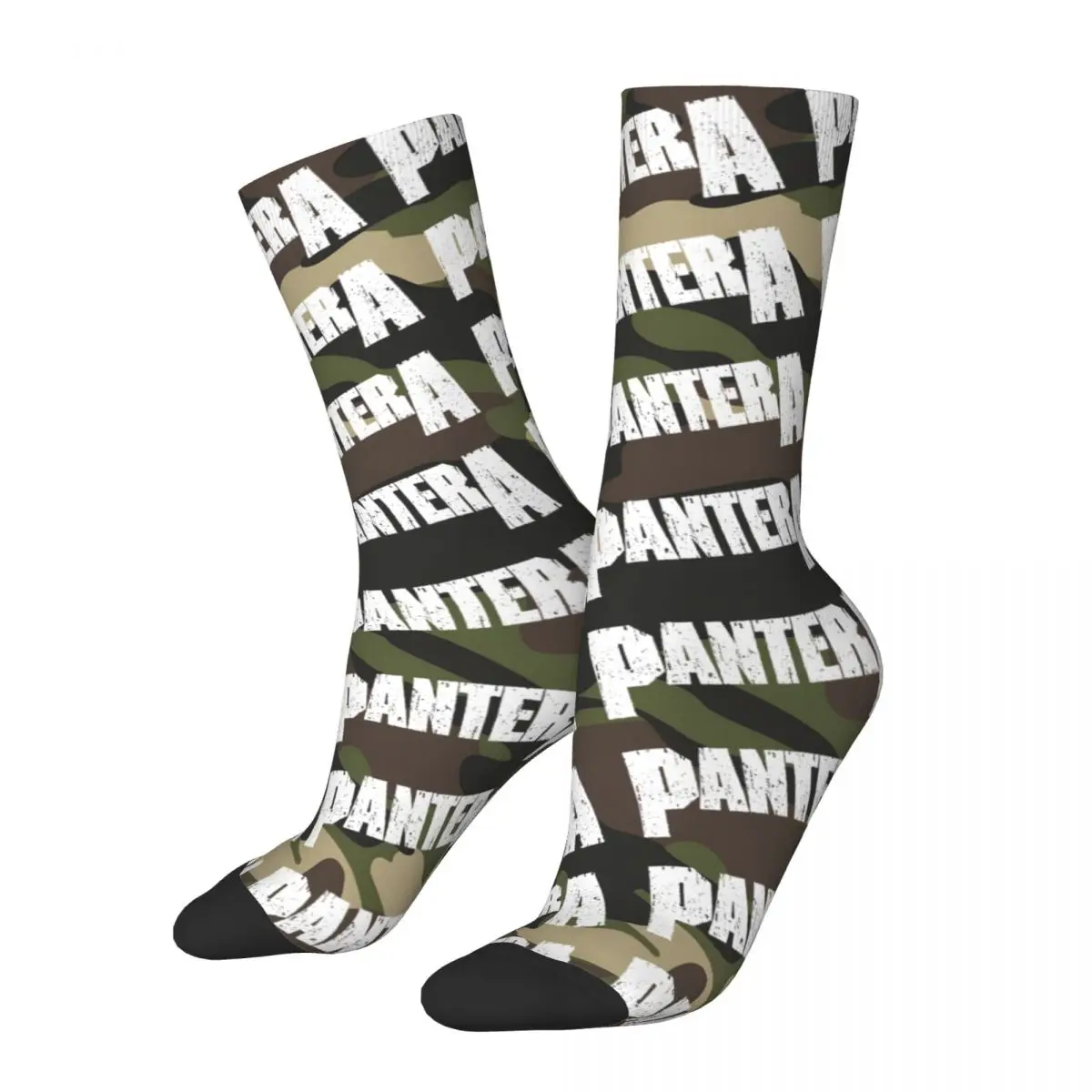 Crazy compression White Logo Sock for Men Harajuku Pantera Seamless Pattern Crew Sock Casual