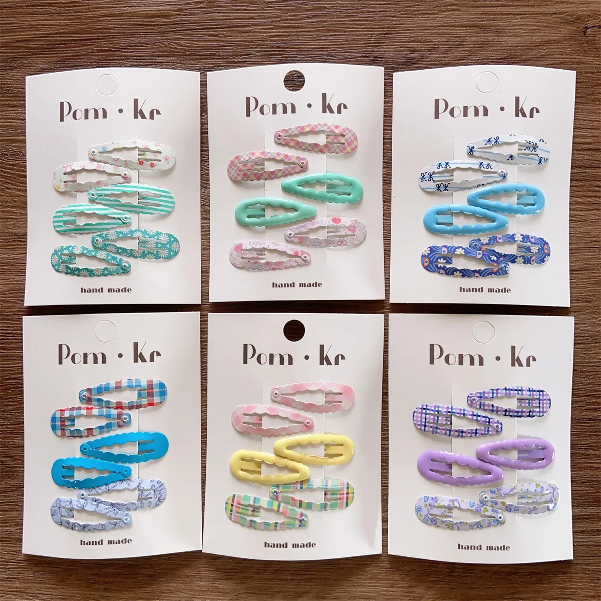 

Korean Style 6Pcs Baby Hair Clips Set Solid Plaid Floral Waterdrop Rainbow BB Barrettes for Girls Side Bangs Holder