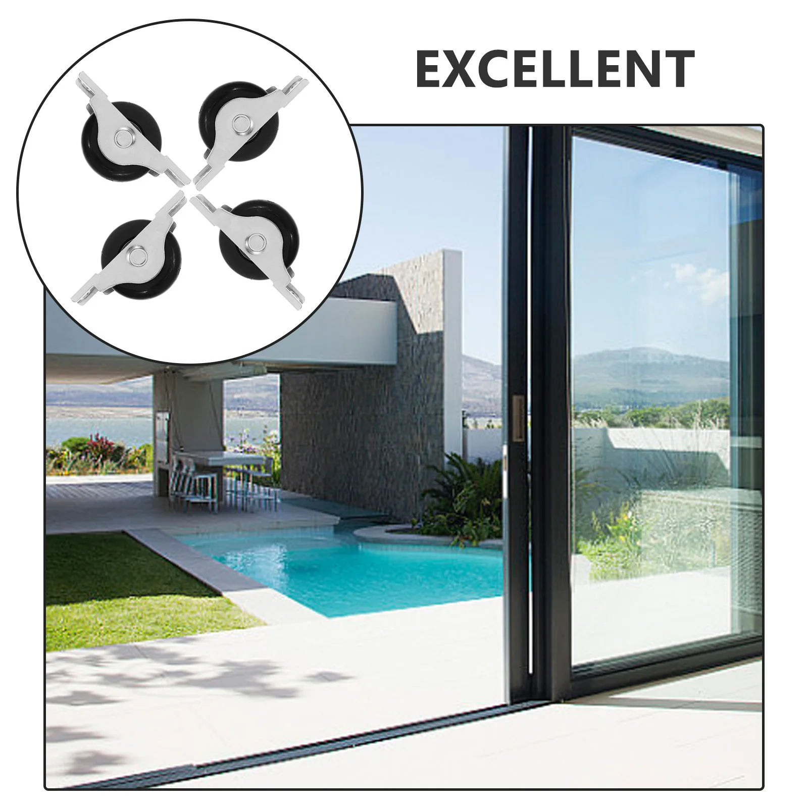 

4Pcs Sliding Door Pulley Wheel Replacement Durable Roller Smooth Edge Track Guide for Kitchen Cabinet Barn Bathroom