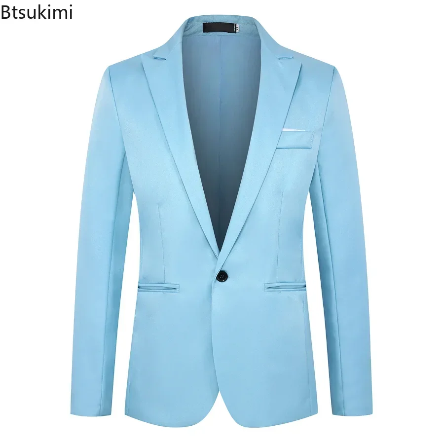 2025 Men's Fashion Suit Jacket Elegant Gentleman Solid Slim Fit Dress Suits Jacket Men Formal Business Party Wedding Club Blazer