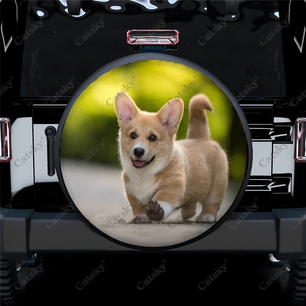 Custom Welsh Corgi Car Accessories Spare Tire Protect Cover,Universal Outdoor Wheel Tire Cover Decoration Protector for Camper