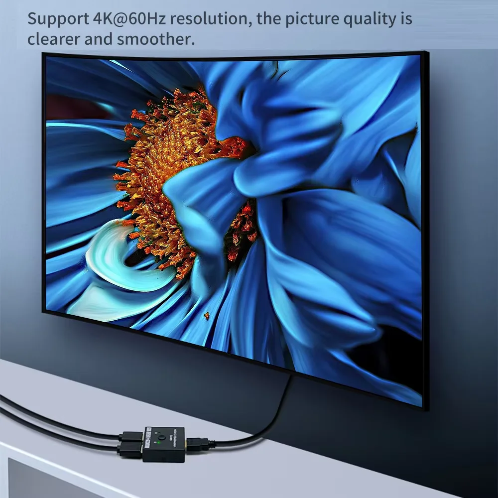 4K HDMI-Compatible Switch 2 Ports Bi-directional 1x2 / 2x1 HDMI-Compatible Switcher Splitter Supports Ultra HD 4K 1080P 3D HDR