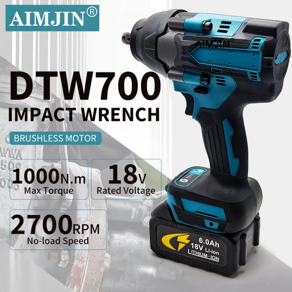 

For Makita 18V Battery DTW700 Torque Brushless Electric Impact Wrench Cordless 1/2" Impact Gun Car Truck Repair Power Tool