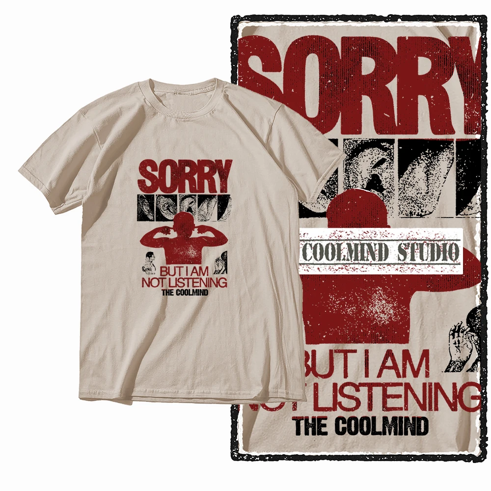 Coolmind X0068 Silent Rebellion Deaf to You graphic tee cotton exclusive men tshirt streetwear t shirt for men tee shirt