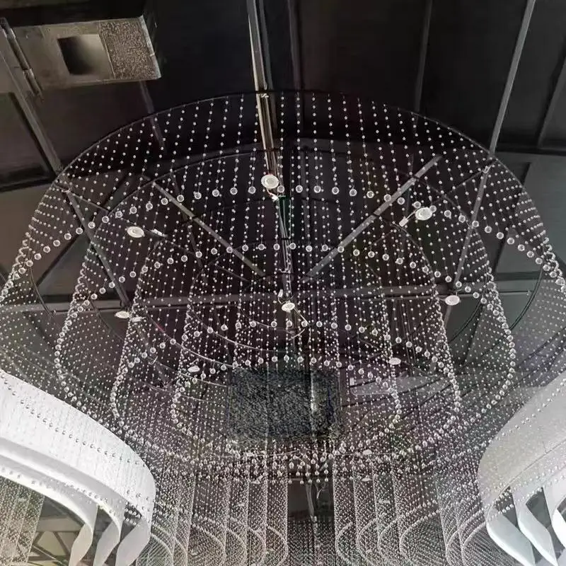 Wedding Circular Ferris Wheel Ceiling Decoration Acrylic Beads Hanging Display Props Stage Hall Gauze Suspended Rack for Events