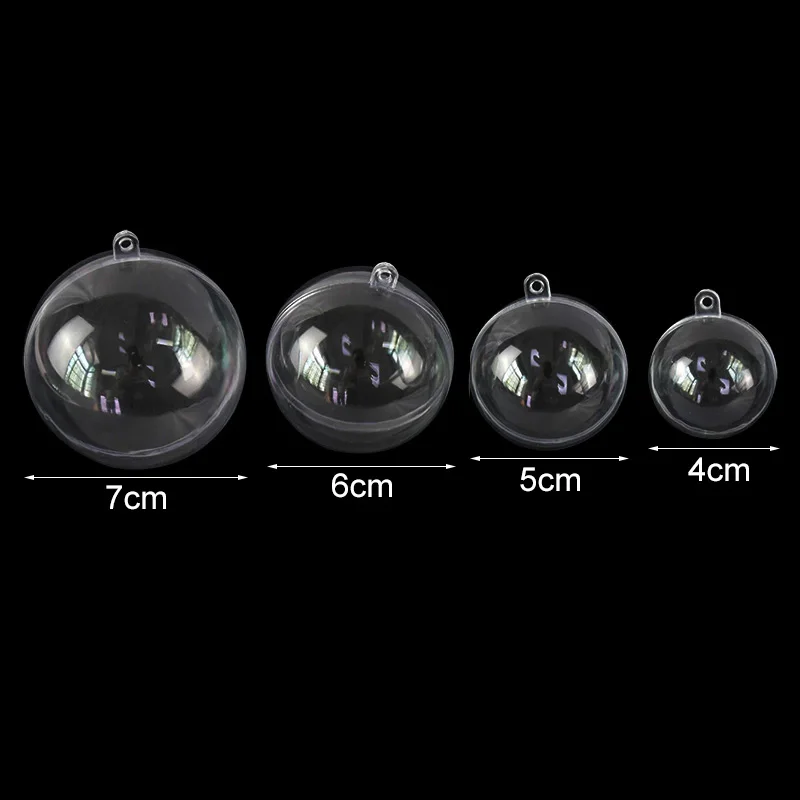 5/10 Pairs Christmas Decoration Transparent Ball 4/5/6/7cm Plastic Open Balls DIY Natal Navidad Xmas New Year Decor Gift Packing