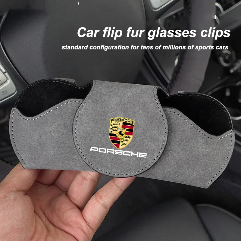 Caja de almacenamiento de gafas de sol para coche, accesorio para Porsche Cayenne Panamera Macan 911, 718, Taycan Boxster Cayman 918