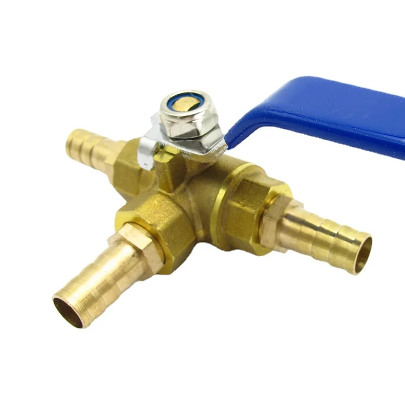 

4 6 8 10 12 13 14 16 19 20 25 32mm Hose Barb Tee 3 Ways Full Port T-Port L-Port Brass Ball Valve Connector For Water Oil Gas