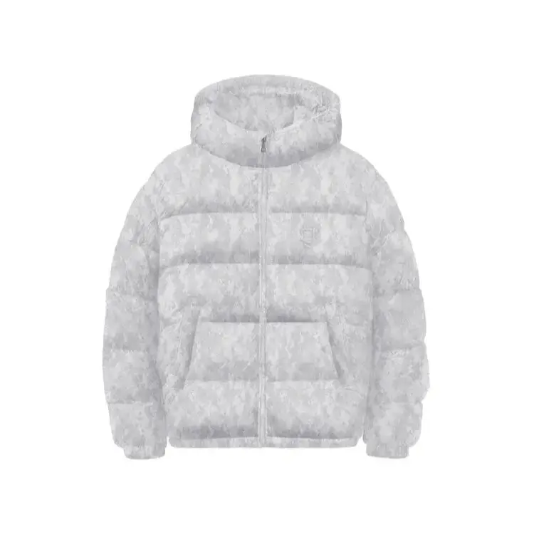 

Новинка 2025, осенне-зимняя модная уличная однотонная хлопковая куртка с тепловым дизайном и вышитым узором на молнии с капюшоном и двойной шляпой