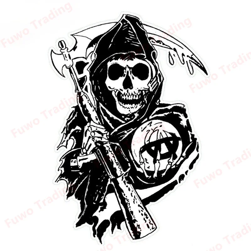 Hot selling Car Sticker Sons of Anarchy Anime Decal Decor Motorcycle Off-road Waterproof Laptop Trunk Guitar