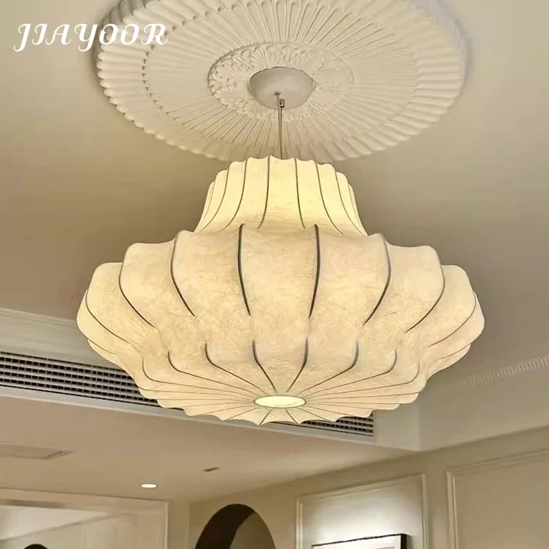Japanese Silk Pendant Light Living Room Dining Room Bedroom Personalized Home Decor Lighting Ceiling Chandelier Changeable
